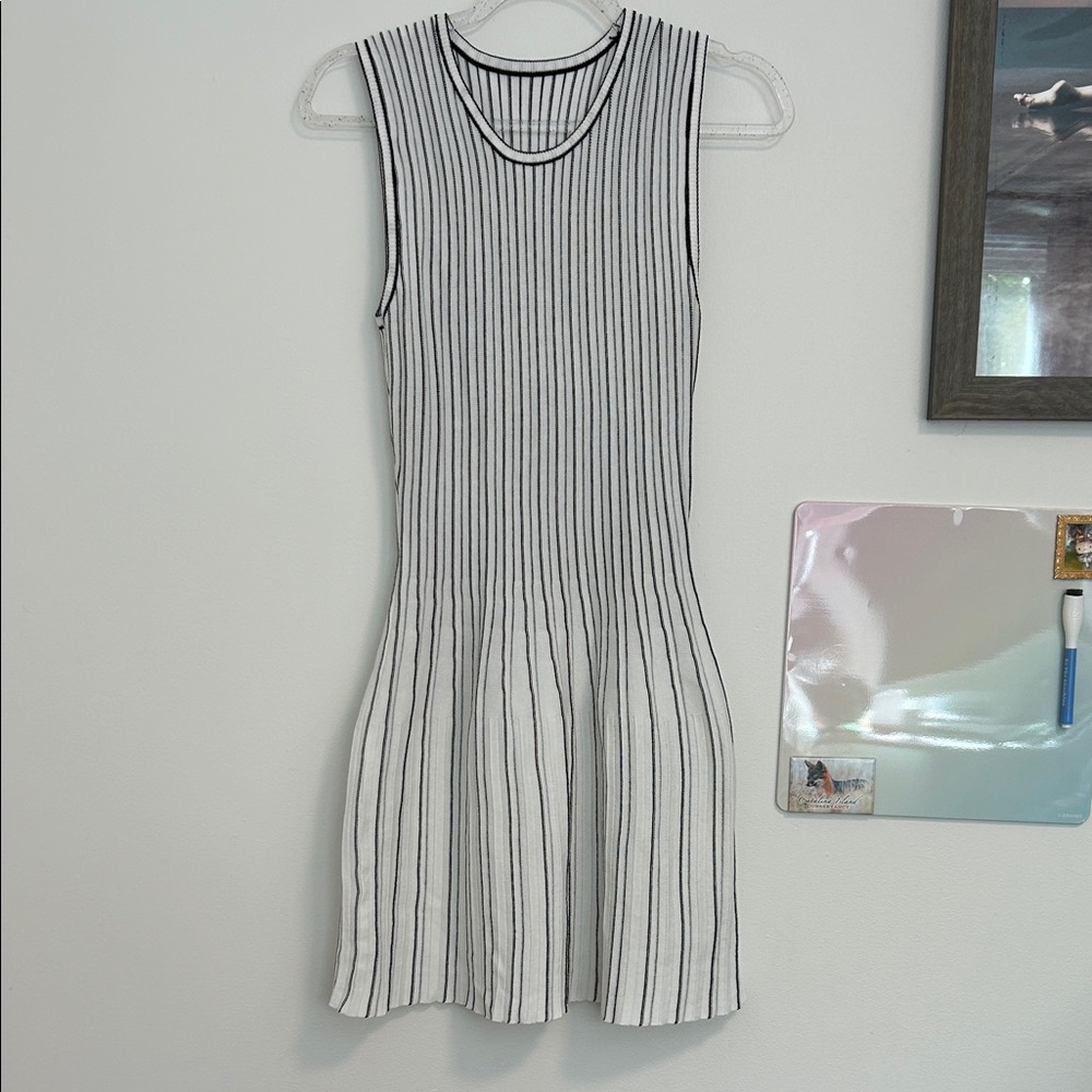 Striped Sleeveless Dress - Black and White